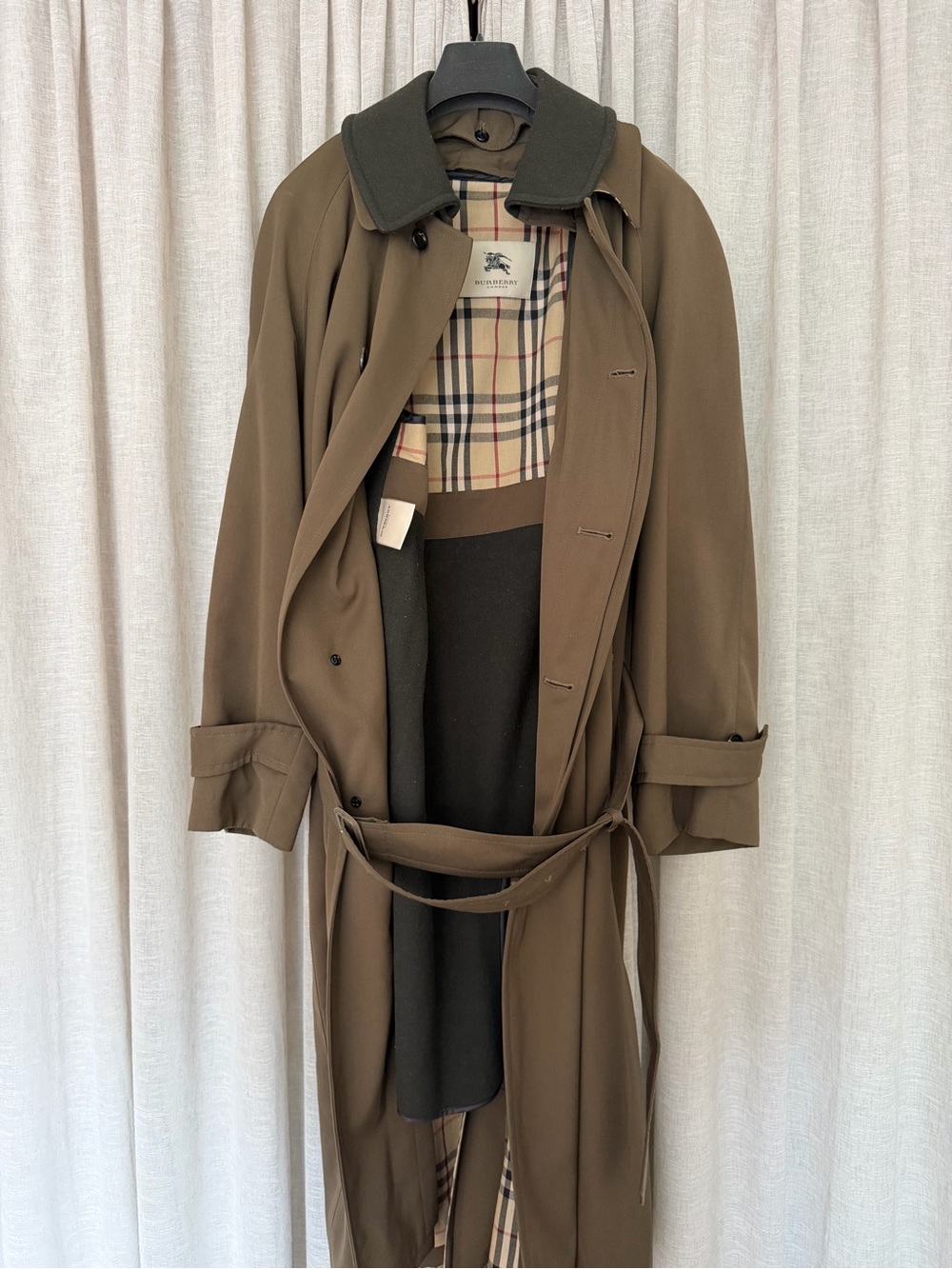 Burberry Olive Brown Trench Coat with Signature Check Lining